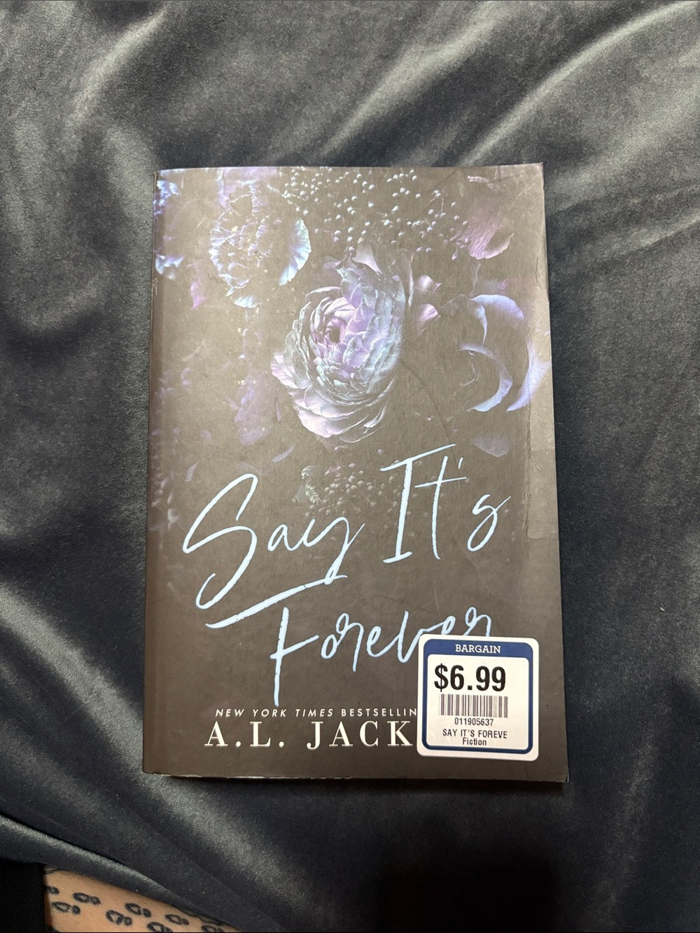 JACKSON Black and Purple Floral Decorative Book